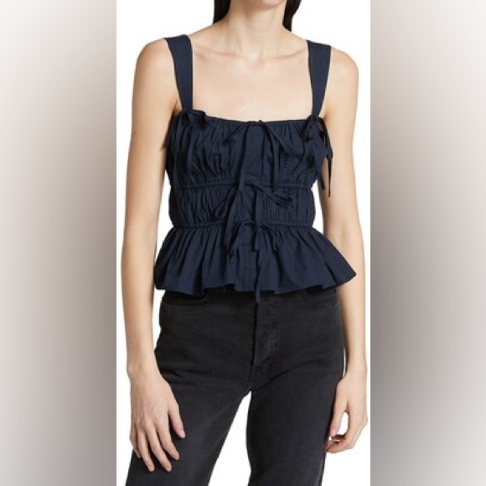 Moon river elasticized peplum green tank top size medium